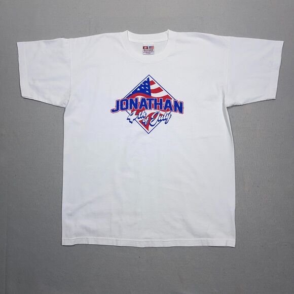 VTG 4th Of July Shirt Jonathan Adult Extra Large White Short Sleeve MADE IN USA - Picture 1 of 11